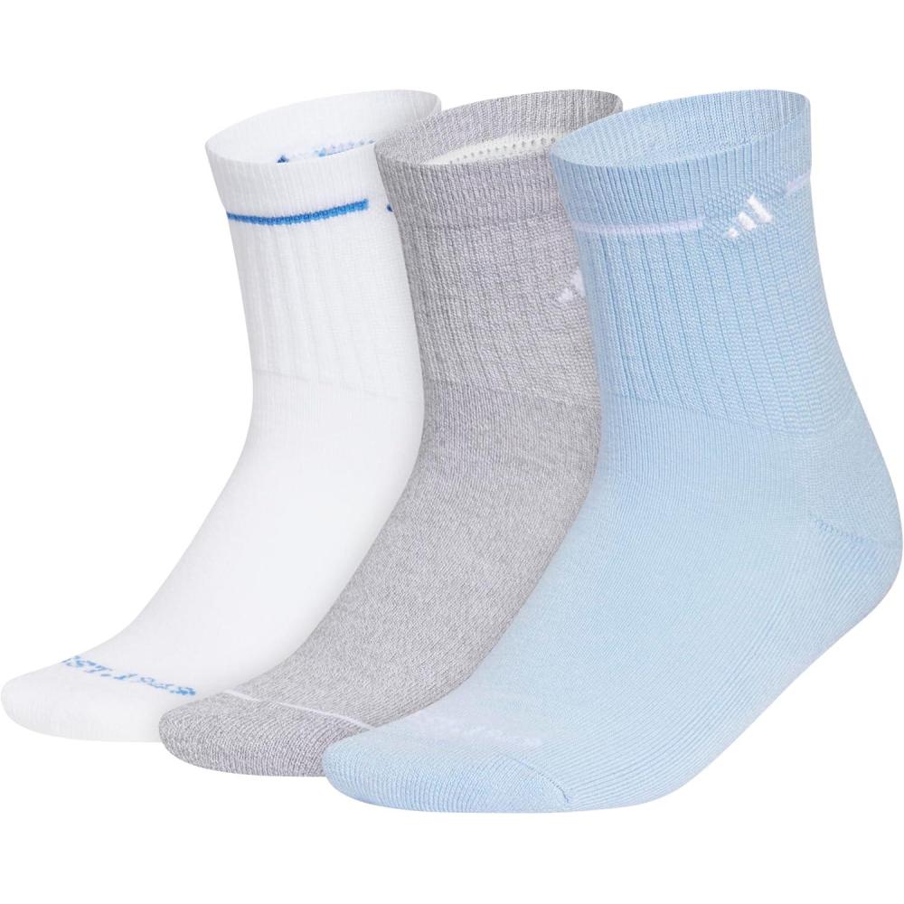 image:imageadidas Womens Cushioned Sport High Quarter Socks 3 Pairs Durable amp ComfortableWhiteRay BlueGrey3