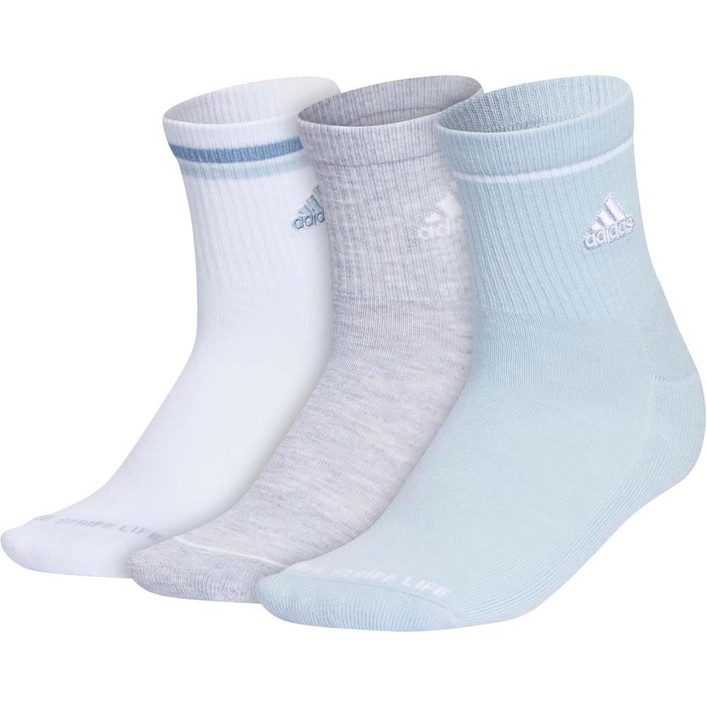 image:imageadidas Womens Cushioned Sport High Quarter Socks 3 Pairs Durable amp ComfortableWonder BlueCool Light HeatherWhite2