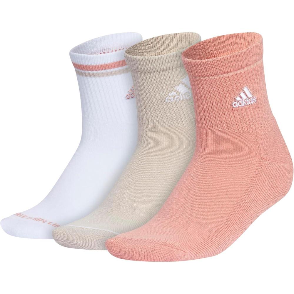 image:imageadidas Womens Cushioned Sport High Quarter Socks 3 Pairs Durable amp ComfortableWonder ClayWonder BeigeWhite2