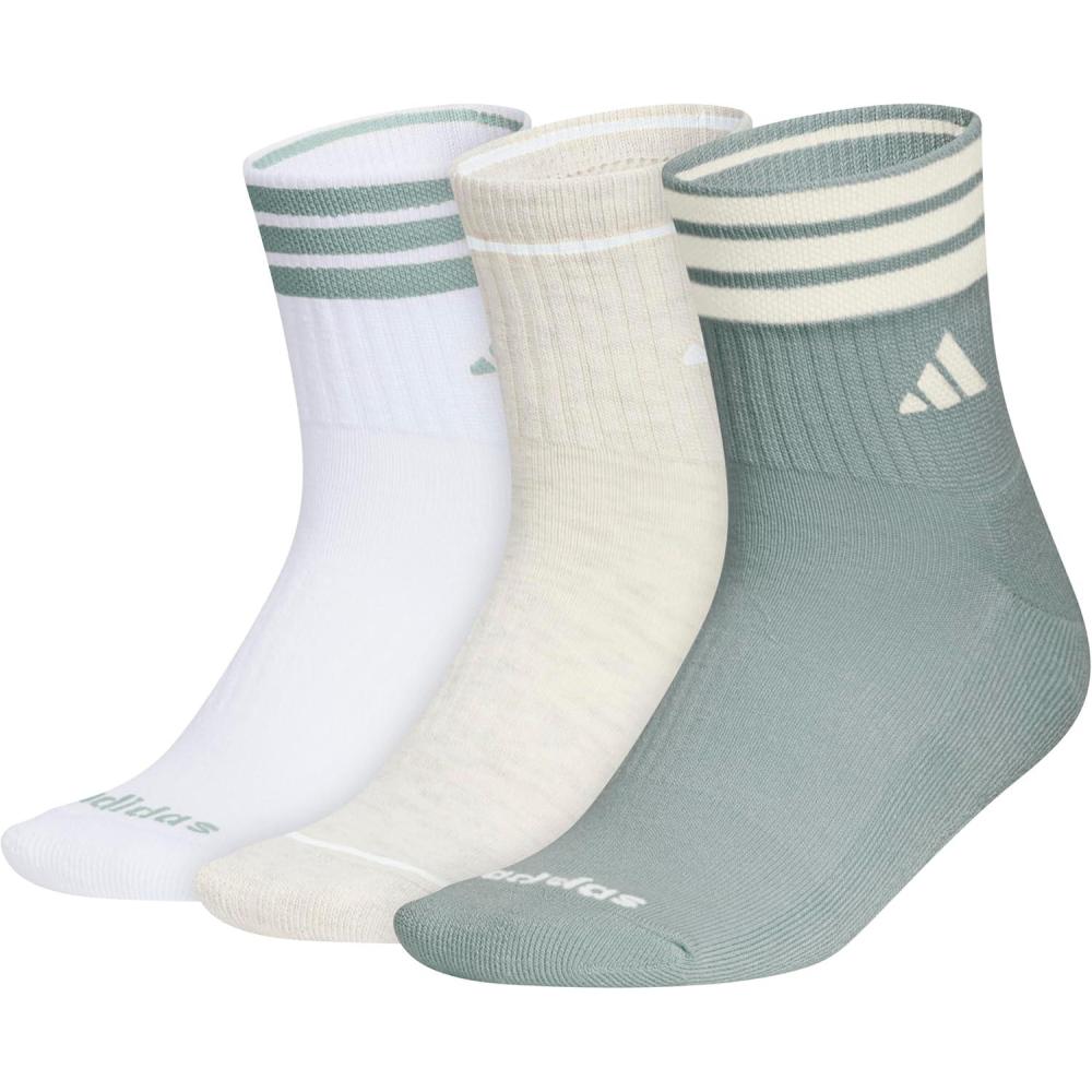 image:imageadidas Womens Cushioned Sport High Quarter Socks 3 Pairs Durable amp ComfortableWonder Sage GreenWonder WhiteWhite3stripe4