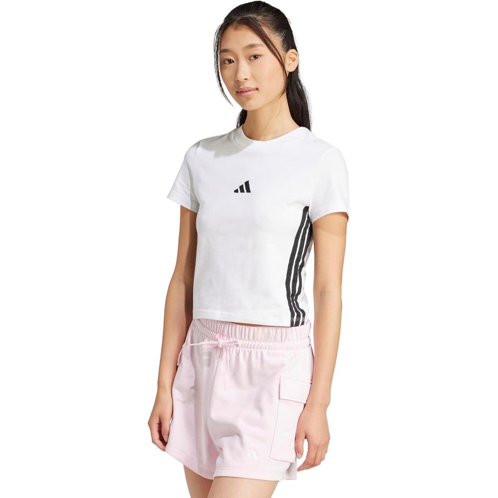 image:imageadidas Womens Essentials 3Stripes TShirtWhiteBlack