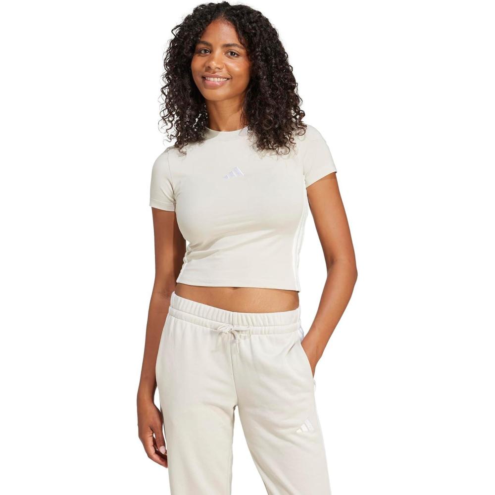 image:imageadidas Womens Essentials 3Stripes TShirtWonder AluminaWhite