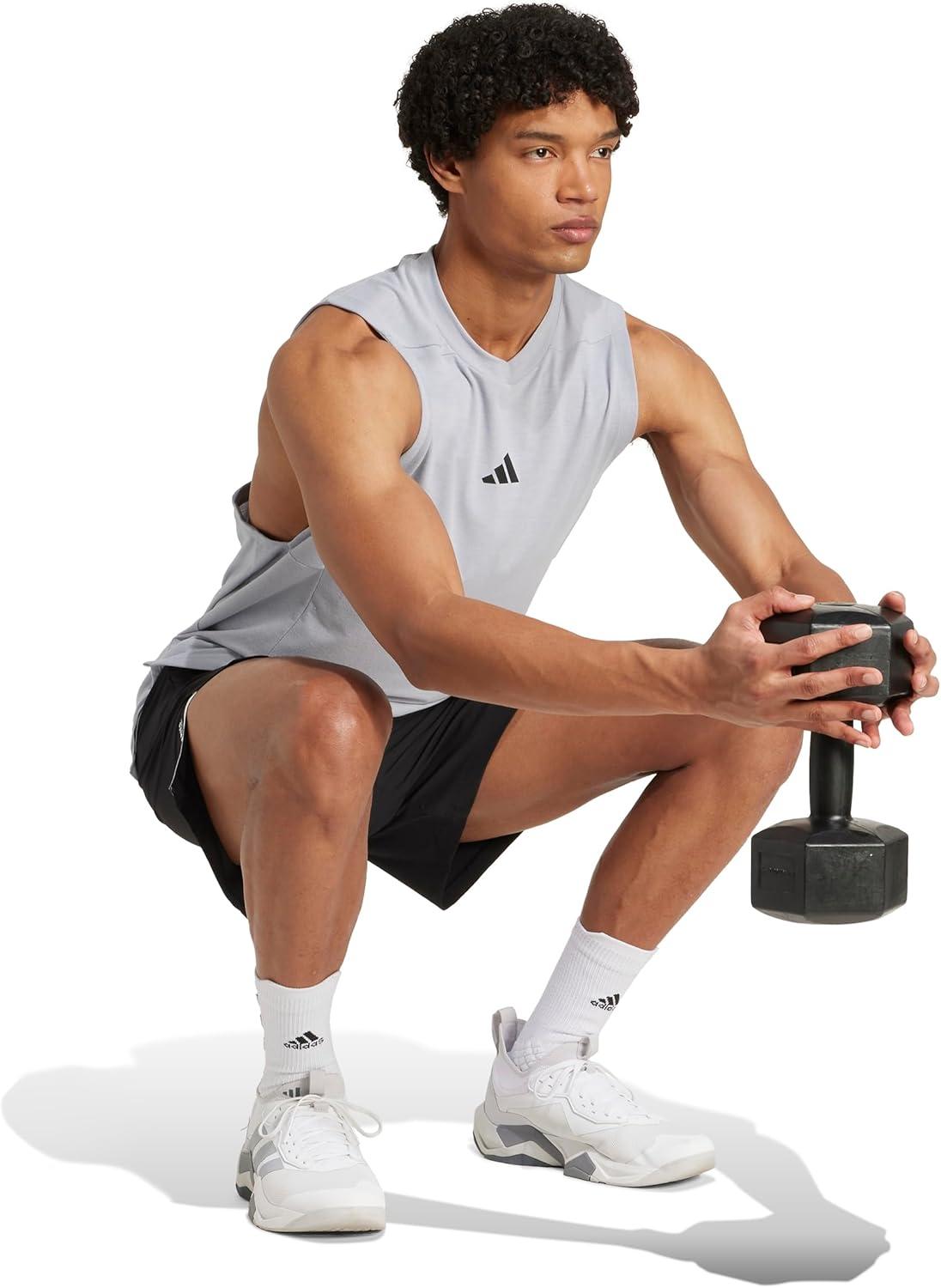 image:imageadidas Mens Designed for Training Workout Tank TopHalo SilverBlack