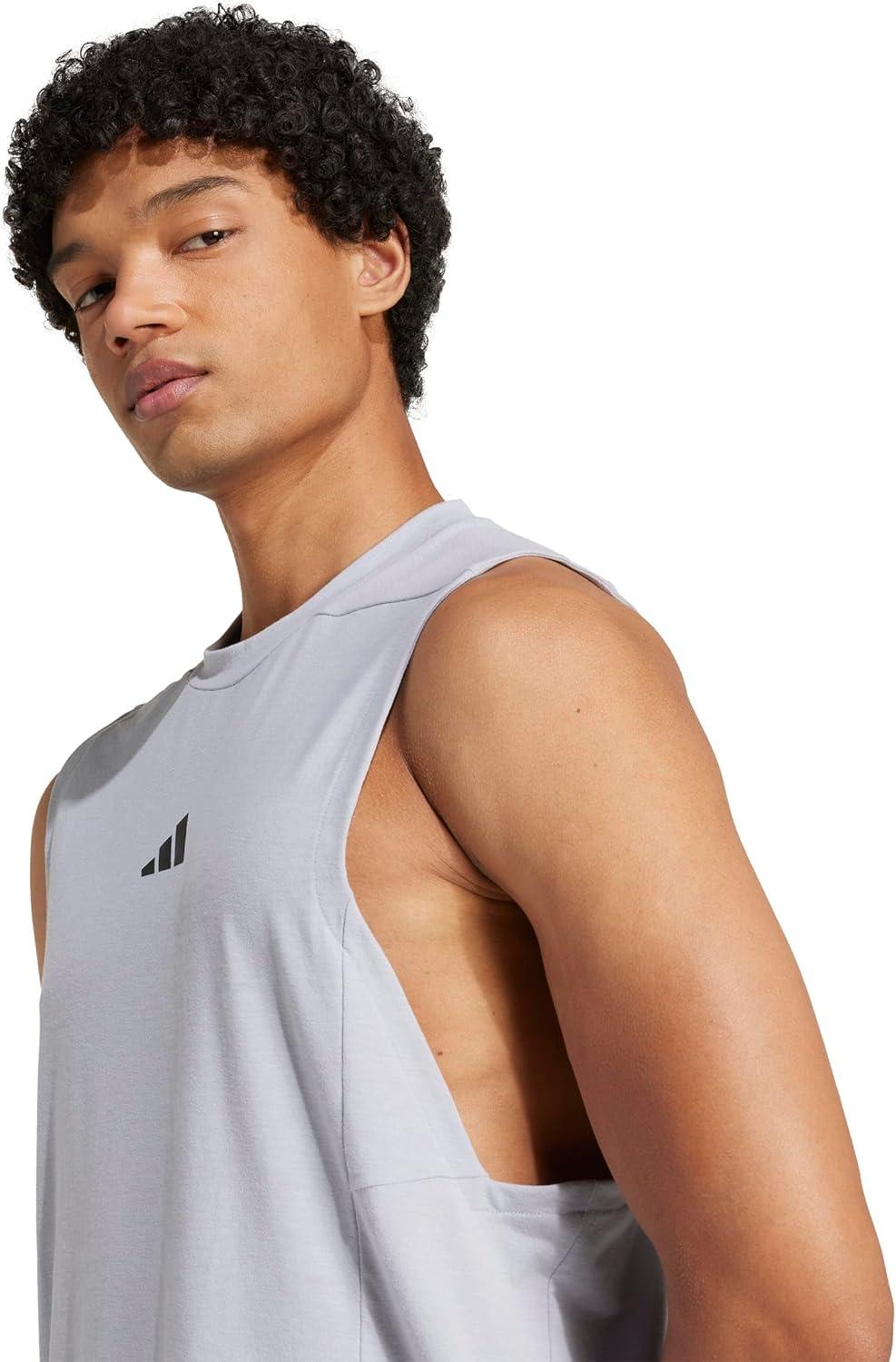 image:imageadidas Mens Designed for Training Workout Tank TopHalo SilverBlack