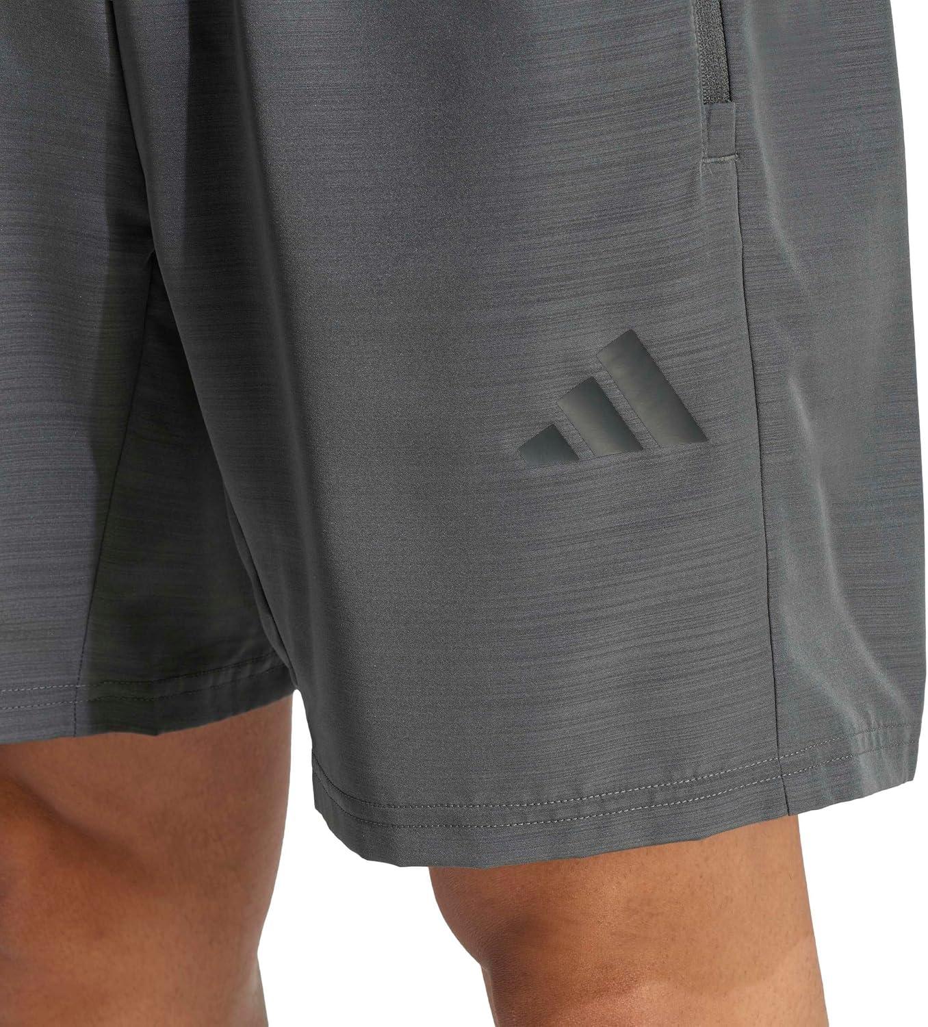 image:imageadidas Mens Workout Essentials Basic Melange Woven ShortBlack Melange