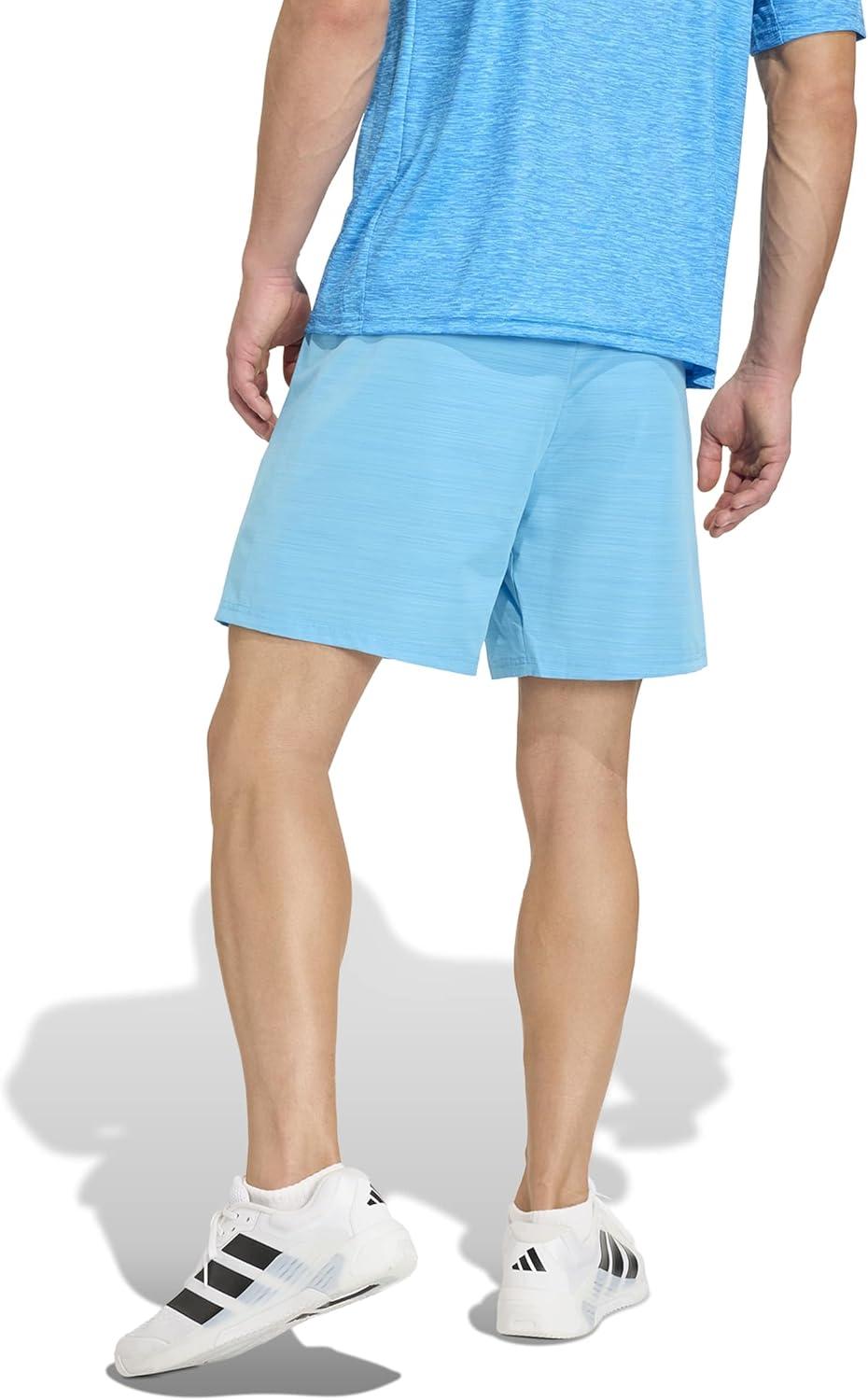 image:imageadidas Mens Workout Essentials Basic Melange Woven ShortLucid Aquamarine Melange