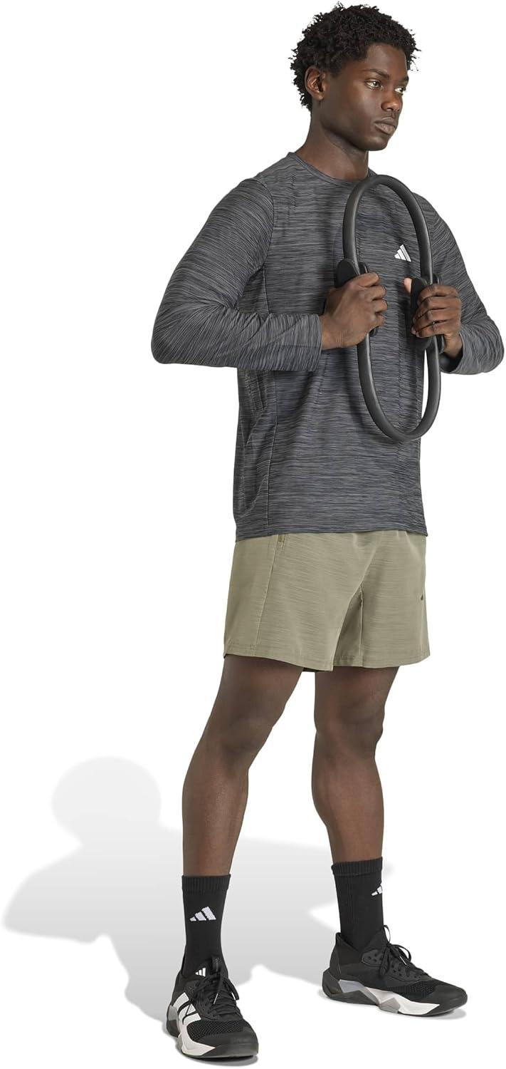 image:imageadidas Mens Workout Essentials Basic Melange Woven ShortOlive Strata Mel
