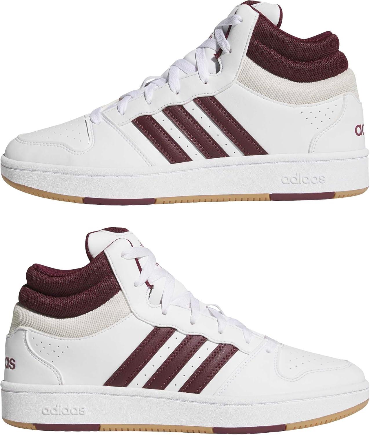 image:imageadidas Unisex Adult Hoops Classic Mid TopWhiteMaroonOrbit Grey