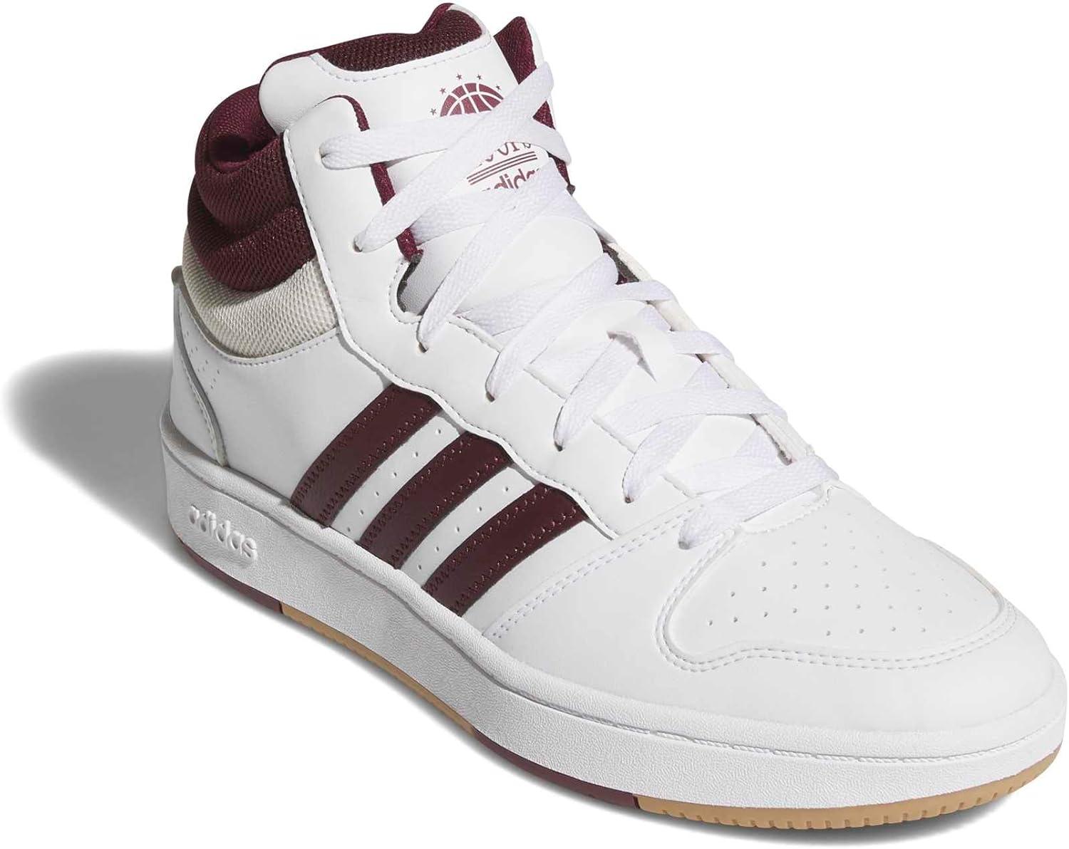 image:imageadidas Unisex Adult Hoops Classic Mid TopWhiteMaroonOrbit Grey