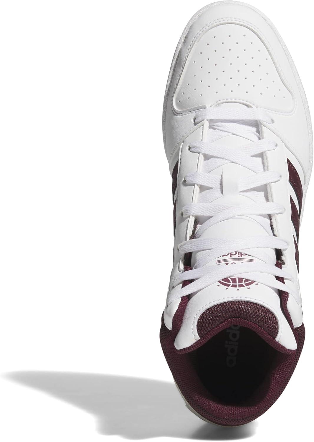 image:imageadidas Unisex Adult Hoops Classic Mid TopWhiteMaroonOrbit Grey