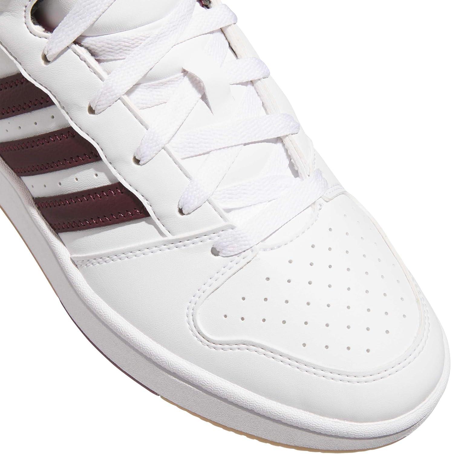 image:imageadidas Unisex Adult Hoops Classic Mid TopWhiteMaroonOrbit Grey