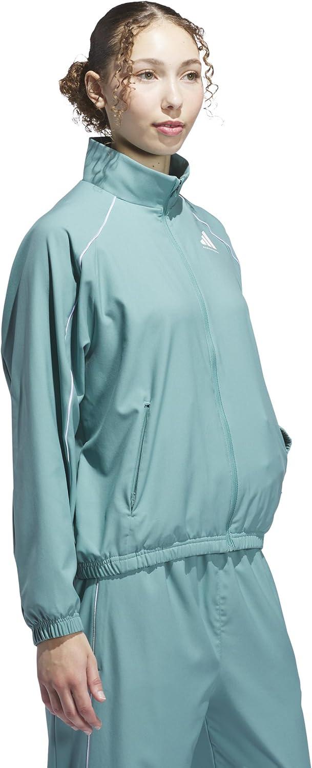 image:imageadidas Womens Crazylite Woven Basketball JacketPowder TealWhite
