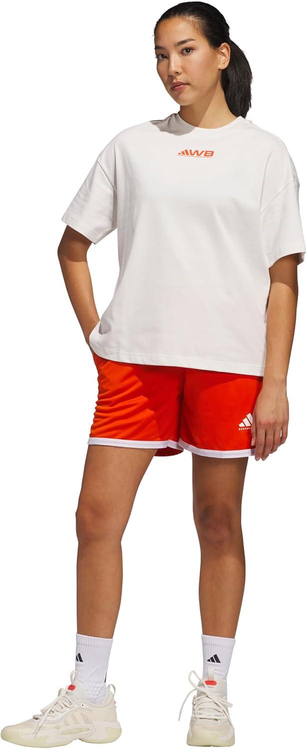 image:imageadidas Womens Select Mesh Basketball ShortsCollegiate OrangeWhite