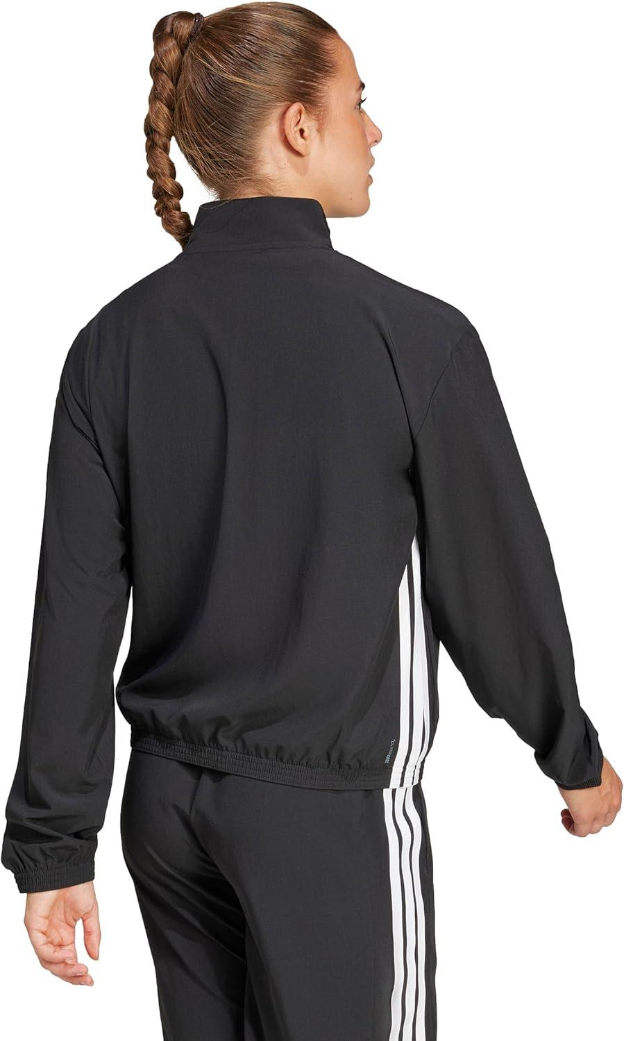 image:imageadidas Womens Train Essentials 3stripes Woven Warm Up JacketBlackWhite