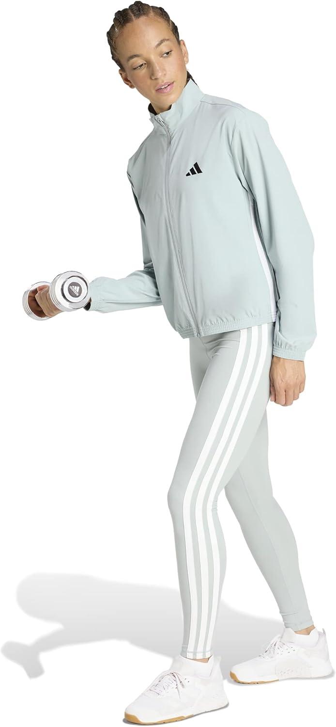 image:imageadidas Womens Train Essentials 3stripes Woven Warm Up JacketWonder SageWhite