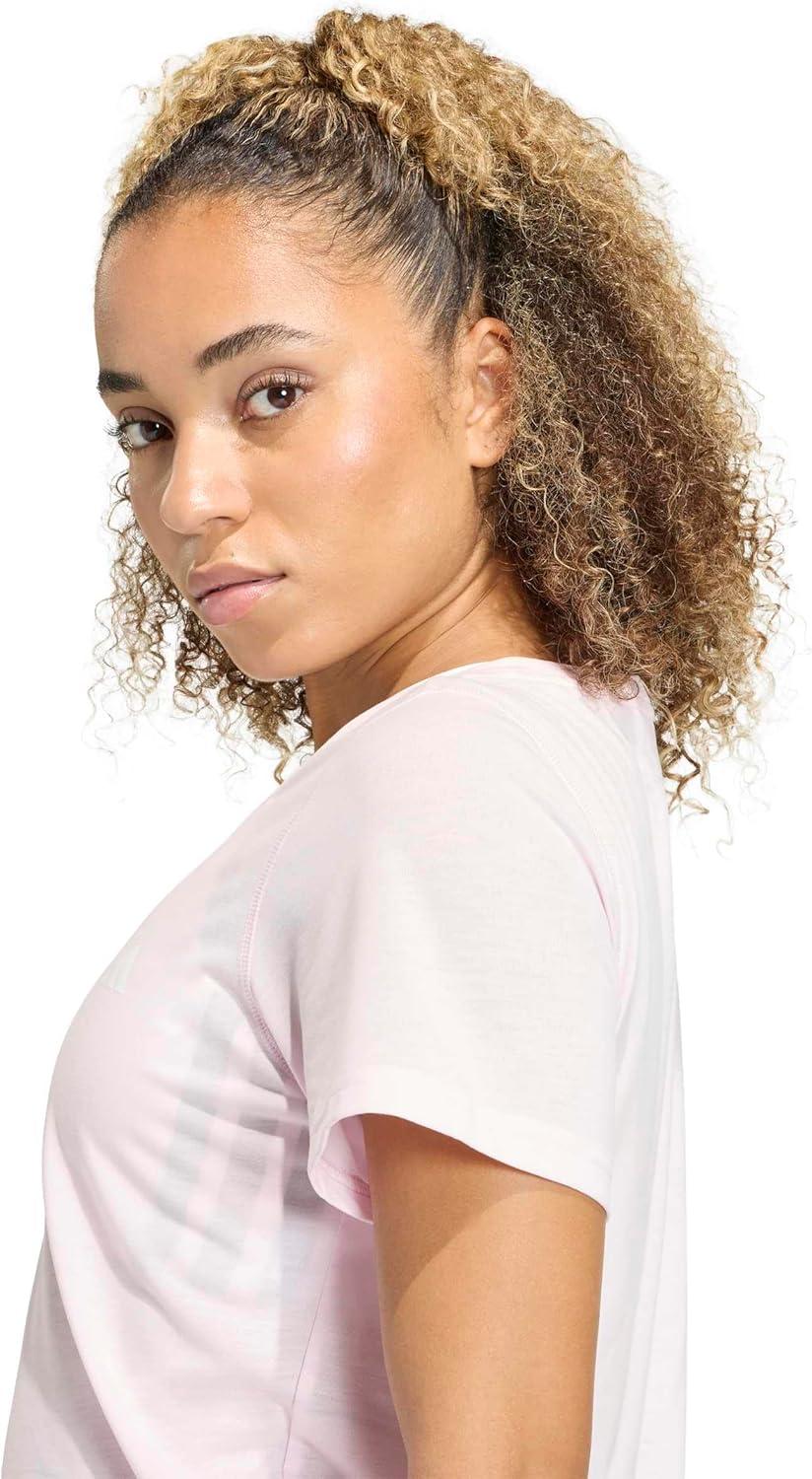 image:imageadidas Womens Workout Essentials Minimal Scoop Neck TShirtClear Pink