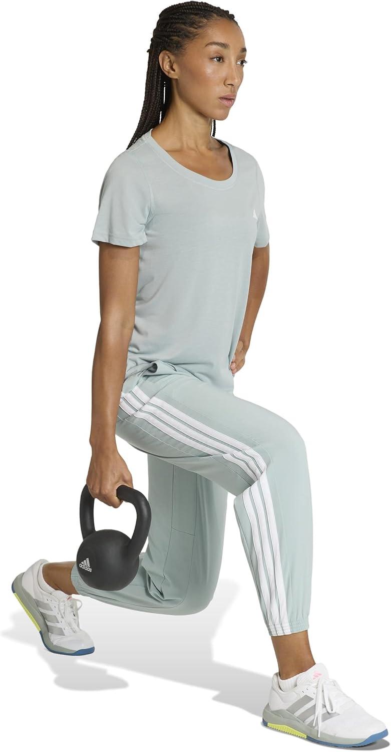 image:imageadidas Womens Workout Essentials Minimal Scoop Neck TShirtWonder Sage