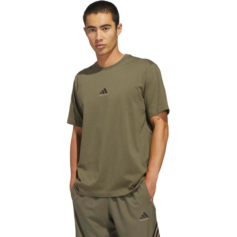 image:imageadidas Mens Basketball Foundation TShirtOlive Strata