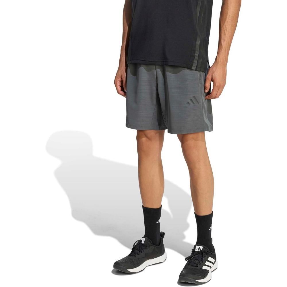 image:imageadidas Mens Workout Essentials Basic Melange Woven ShortBlack Melange