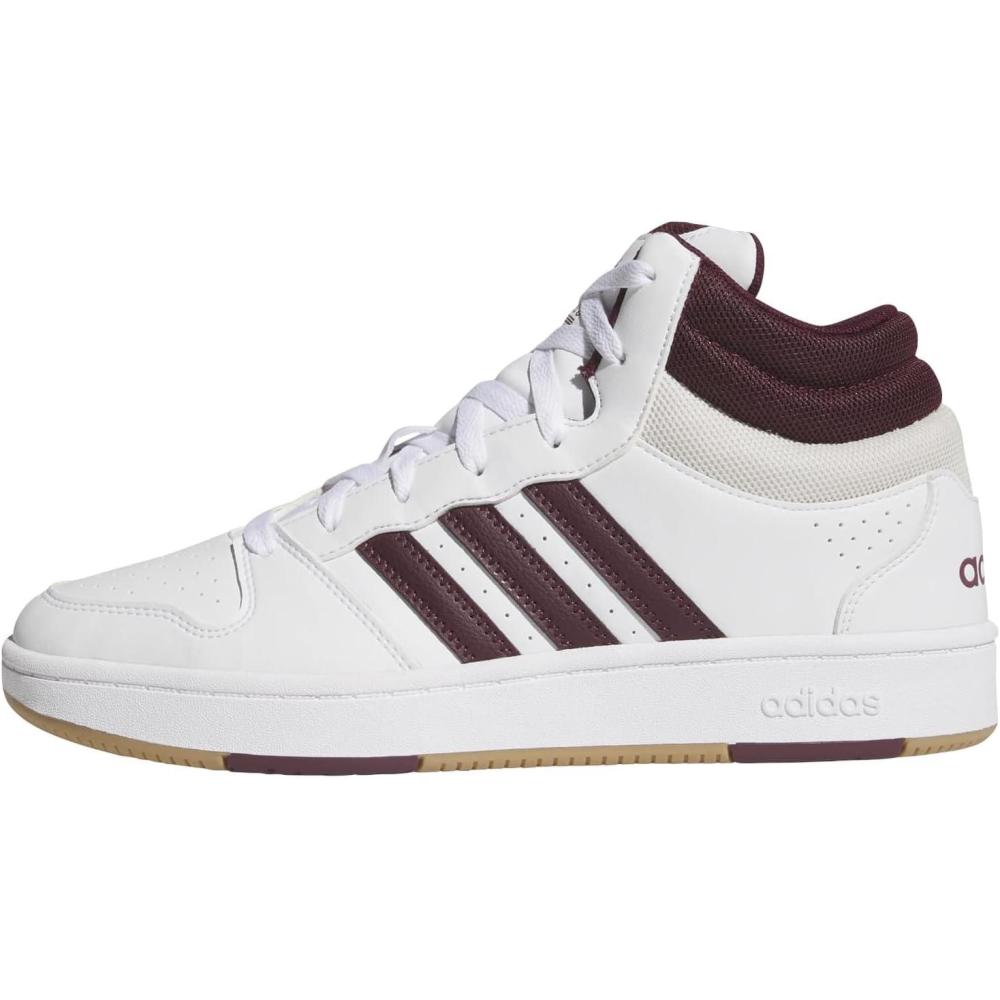 image:imageadidas Unisex Adult Hoops Classic Mid TopWhiteMaroonOrbit Grey