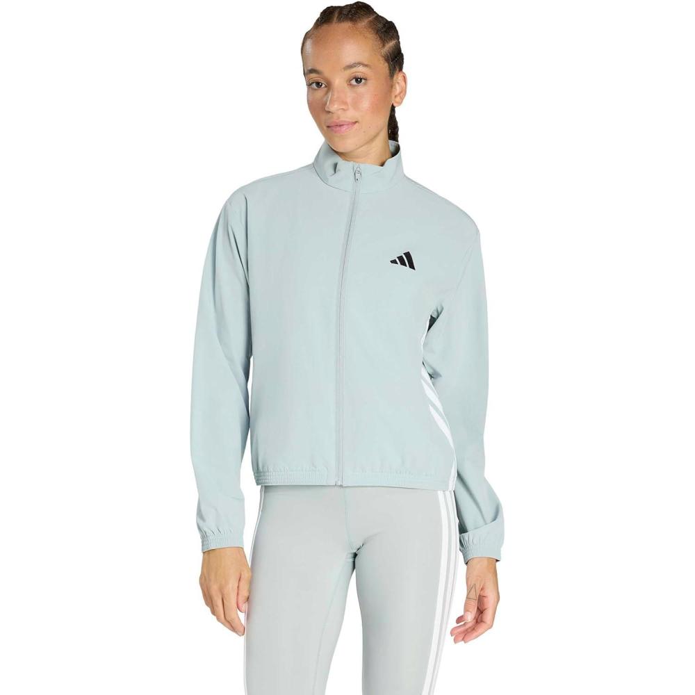 image:imageadidas Womens Train Essentials 3stripes Woven Warm Up JacketWonder SageWhite