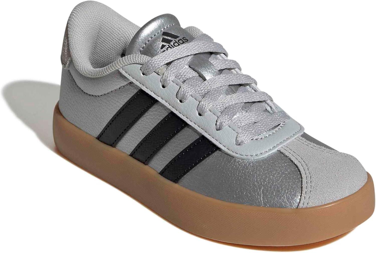 image:imageadidas Kids VL Court 30 ShoeSilver MetallicBlackLgh Solid Grey