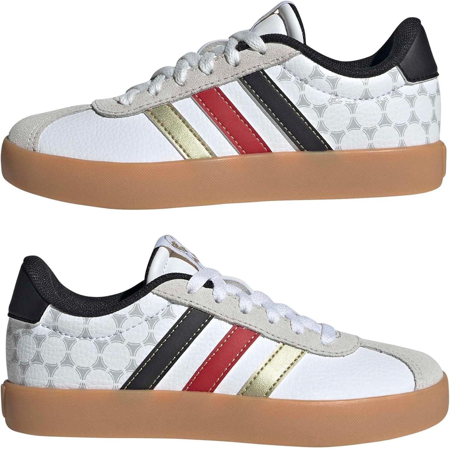 image:imageadidas Kids VL Court 30 ShoeWhiteBlackGold Metallic