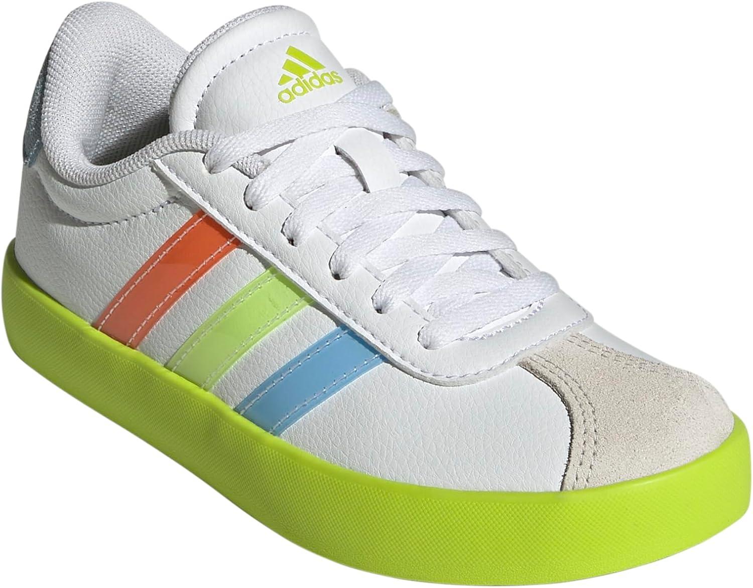 image:imageadidas Kids VL Court 30 ShoeWhiteClear SkySolar Slime