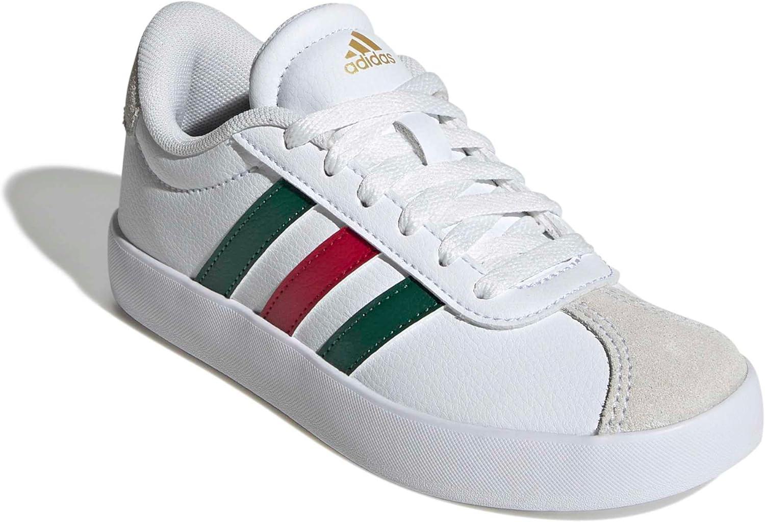 image:imageadidas Kids VL Court 30 ShoeWhiteDark GreenPower Red