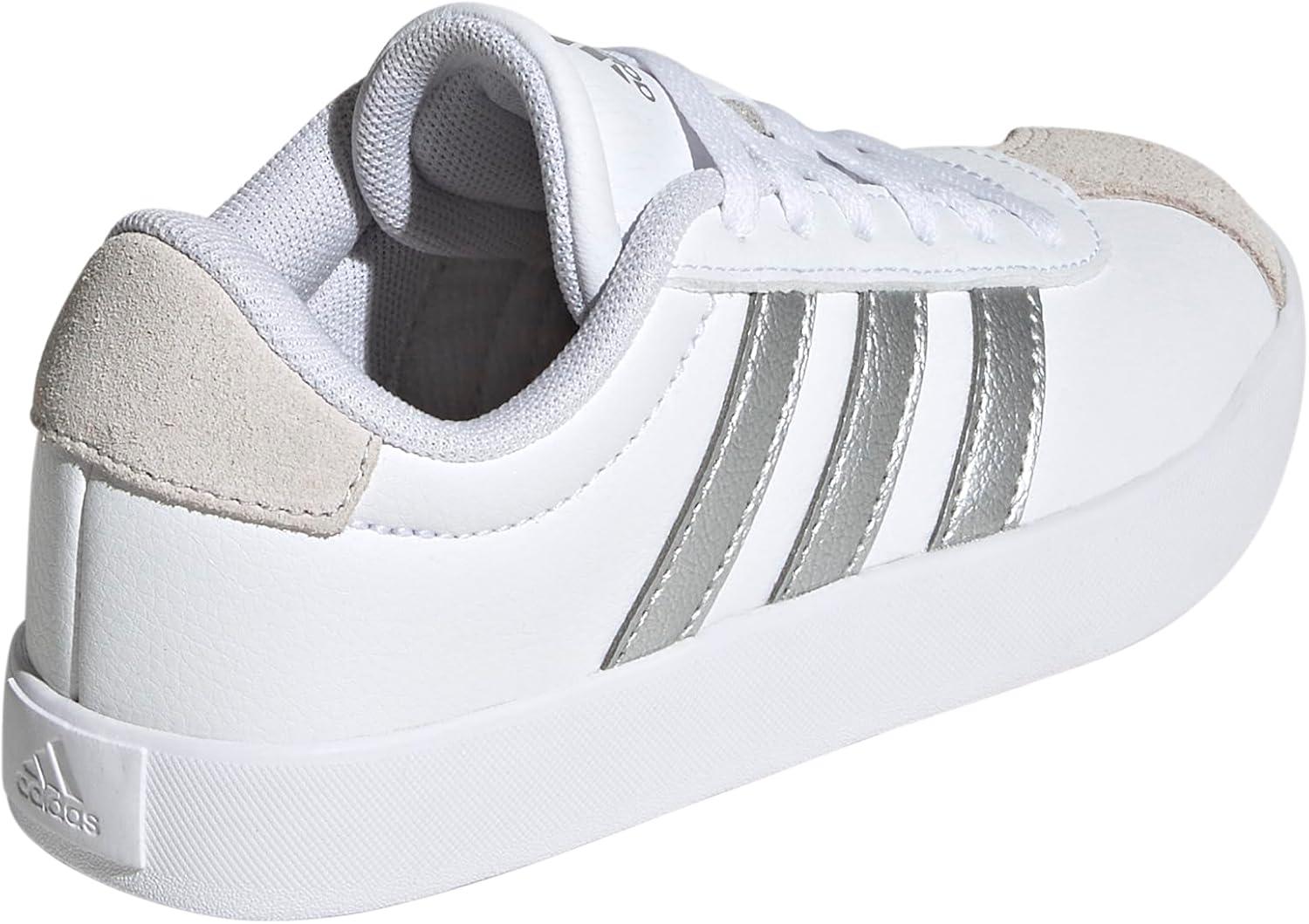 image:imageadidas Kids VL Court 30 ShoeWhiteSilver MetallicGrey