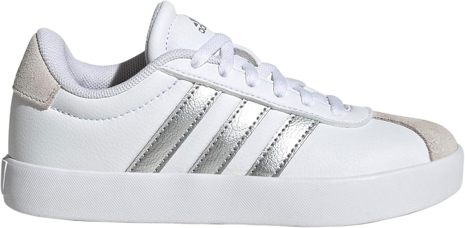 image:imageadidas Kids VL Court 30 ShoeWhiteSilver MetallicGrey
