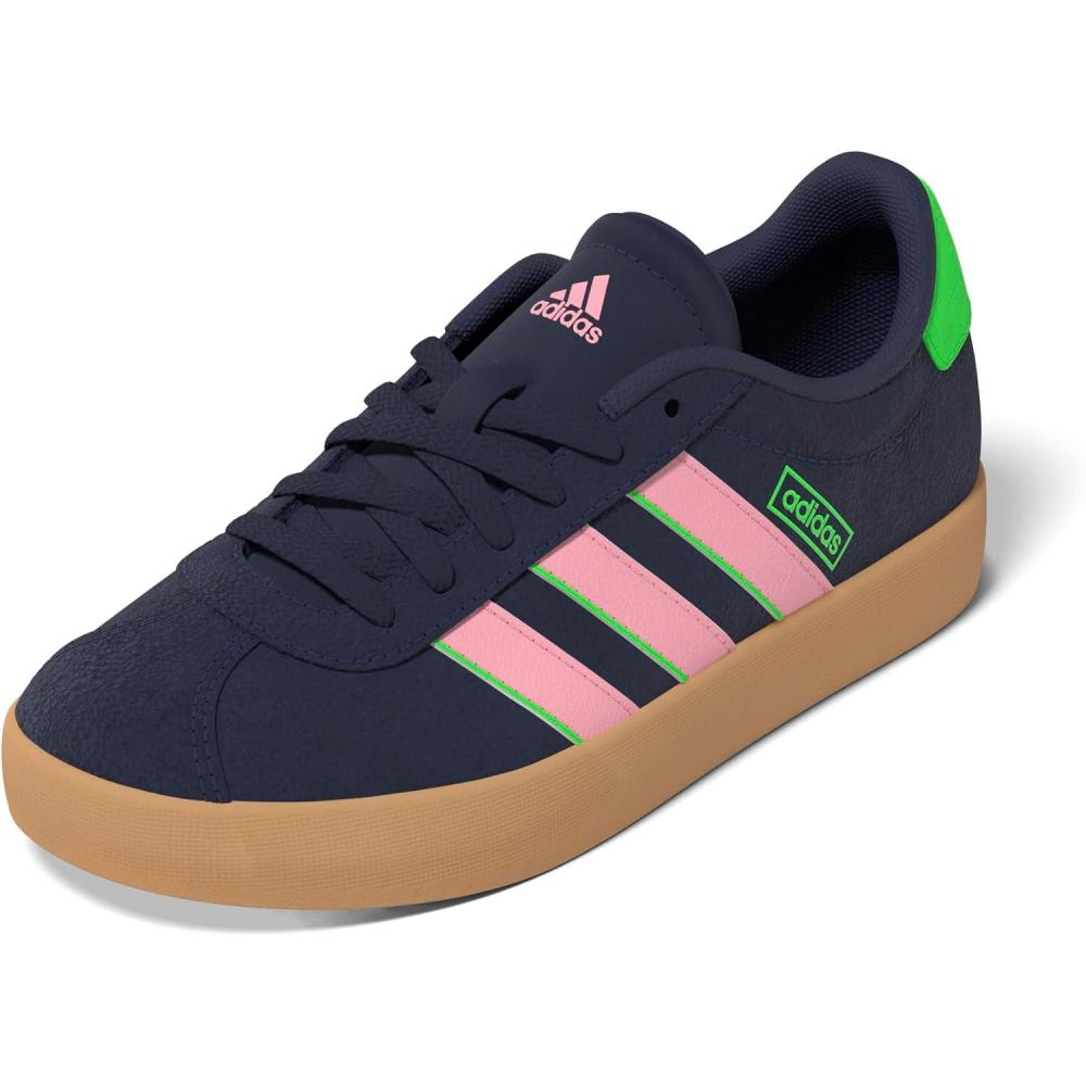 image:imageadidas Kids VL Court 30 ShoeDark BluePink SparkSolar Green