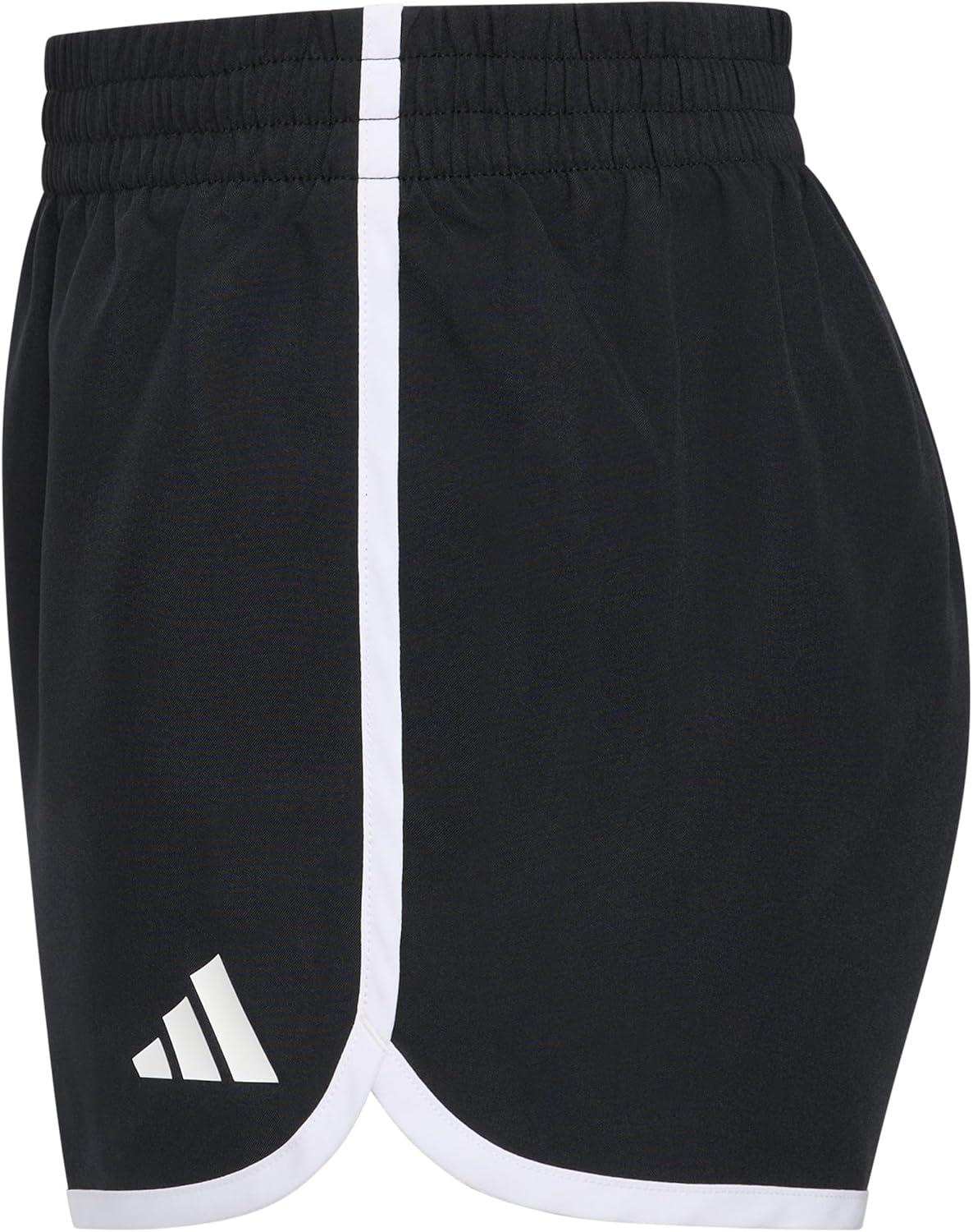 image:imageAdidas Girls Elastic Waistband Retro Woven ShortsBlackWhite Stripe