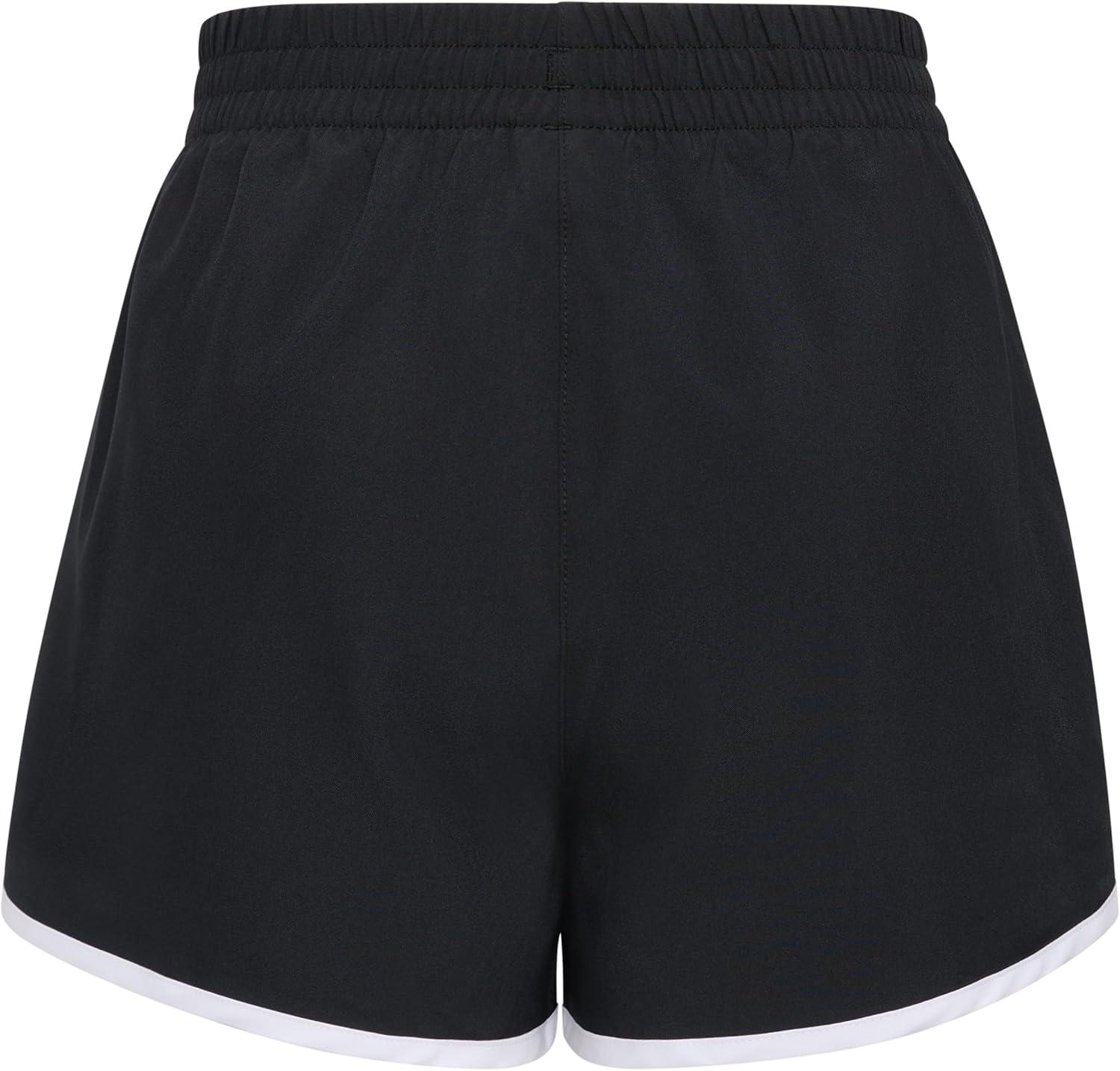 image:imageAdidas Girls Elastic Waistband Retro Woven ShortsBlackWhite Stripe