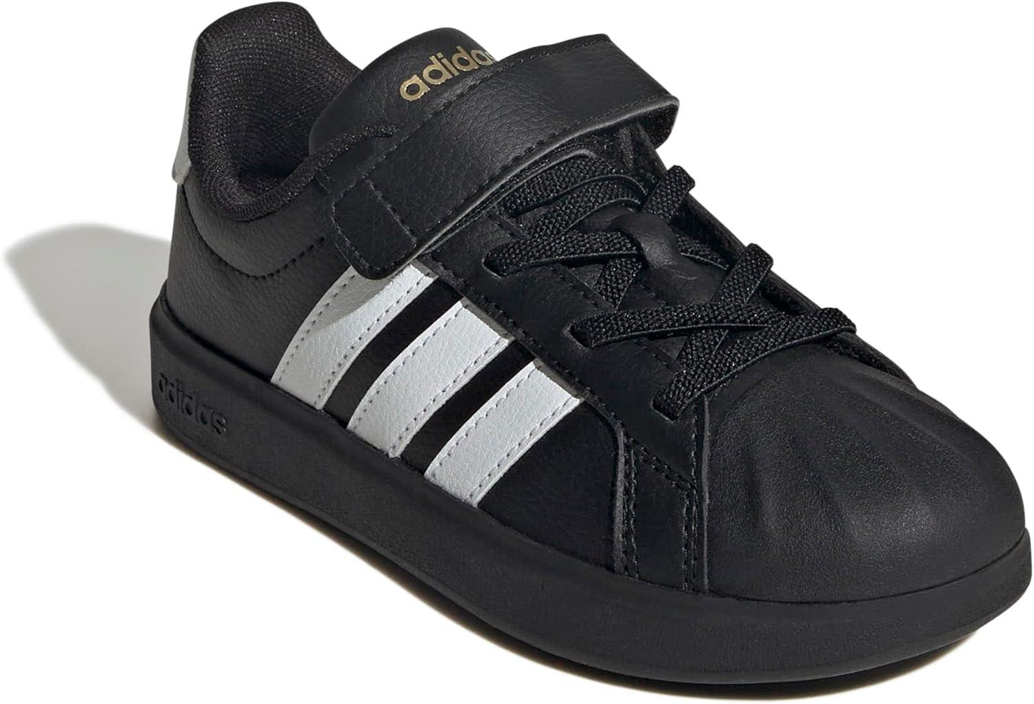image:imageAdidas UnisexChild Streettalk Elastic Lace amp StrapBlackWhiteGold Metallic