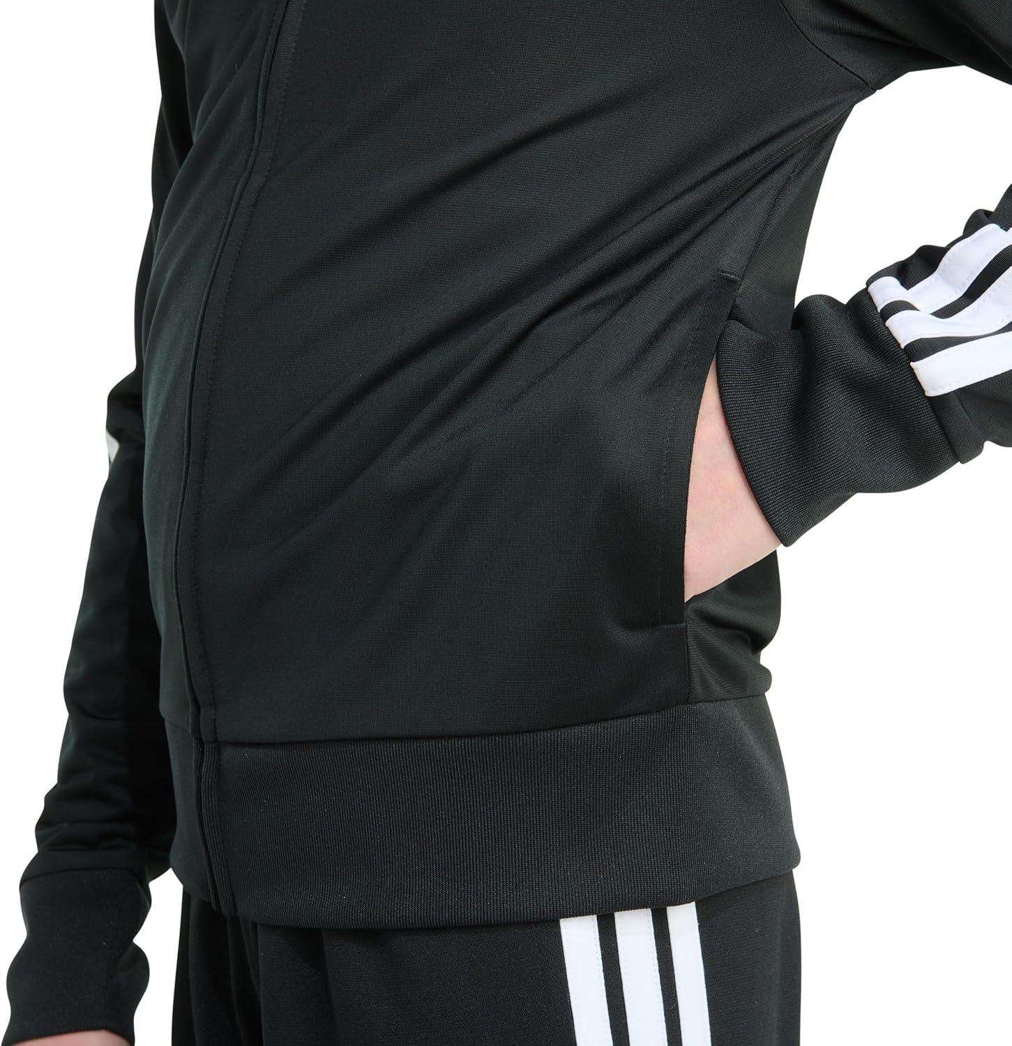image:imageadidas Big Kid 3Stripe Zip Front Iconic Tricot JacketBlack