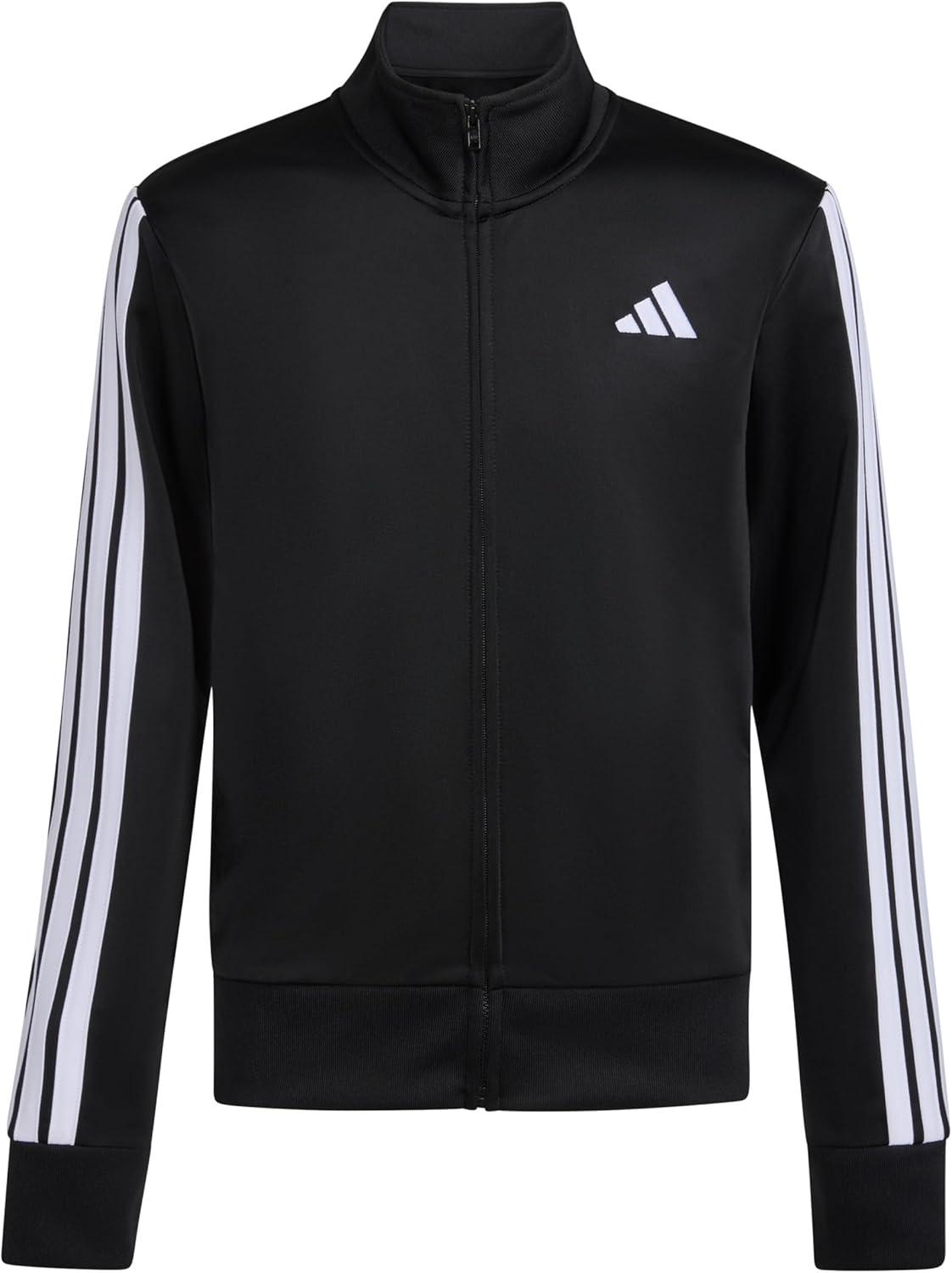 image:imageadidas Big Kid 3Stripe Zip Front Iconic Tricot JacketBlack