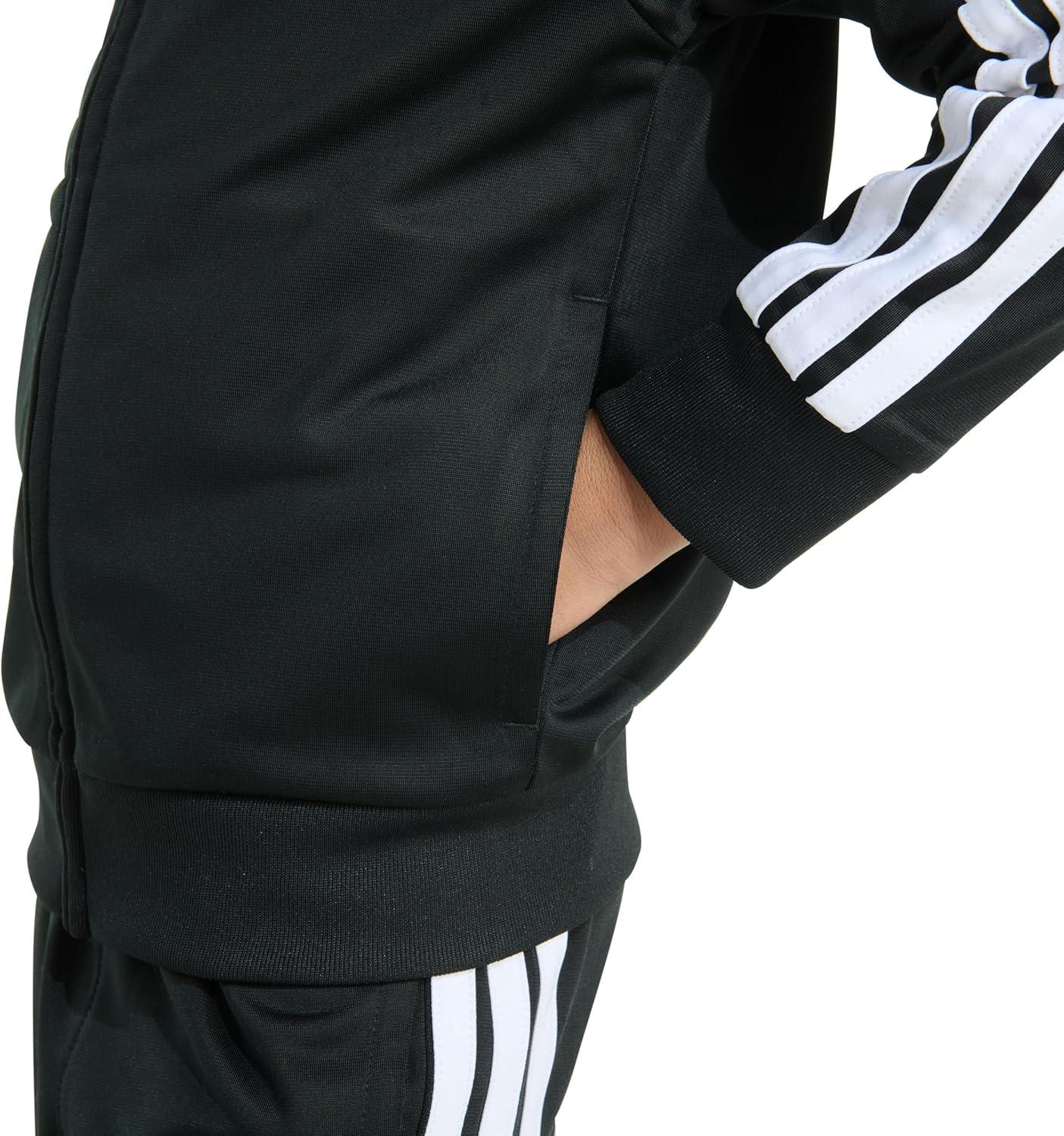 image:imageadidas Big Kid 3Stripe Zip Front Iconic Tricot JacketBlack