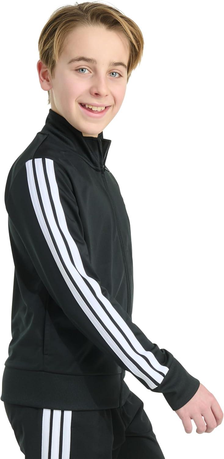 image:imageadidas Big Kid 3Stripe Zip Front Iconic Tricot JacketBlack