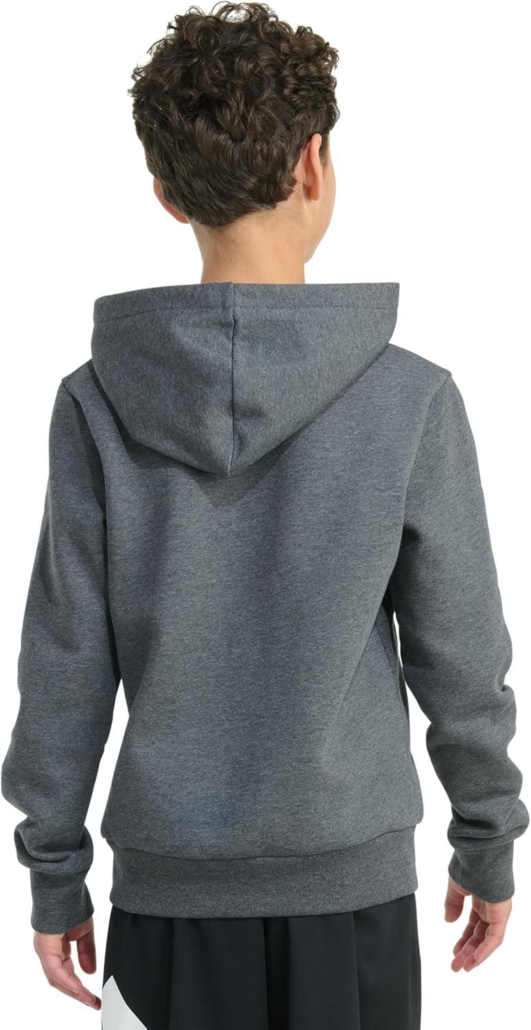 image:imageadidas Boys Long Sleeve Essential Big Logo Fleece Pullover HoodieDark Grey Heather