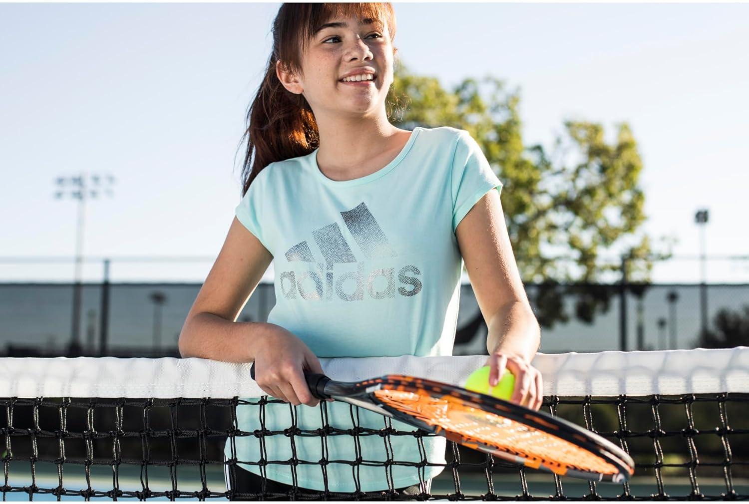 image:imageadidas Girls Short Sleeve Scoop Neck Tee TShirtClear Mint