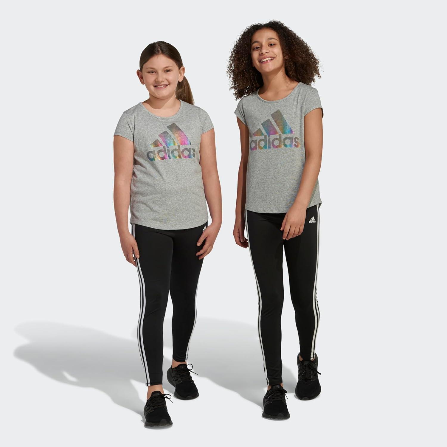 image:imageadidas Girls Short Sleeve Scoop Neck Tee TShirtMedium Grey Heather