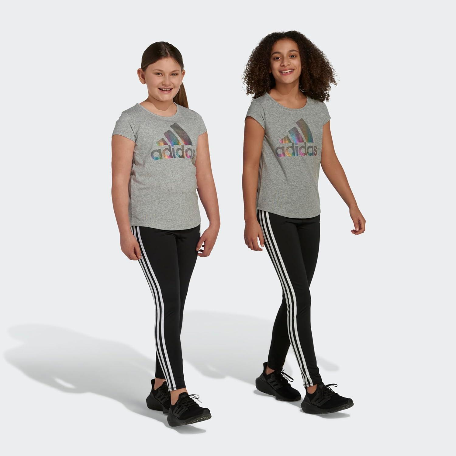 image:imageadidas Girls Short Sleeve Scoop Neck Tee TShirtMedium Grey Heather