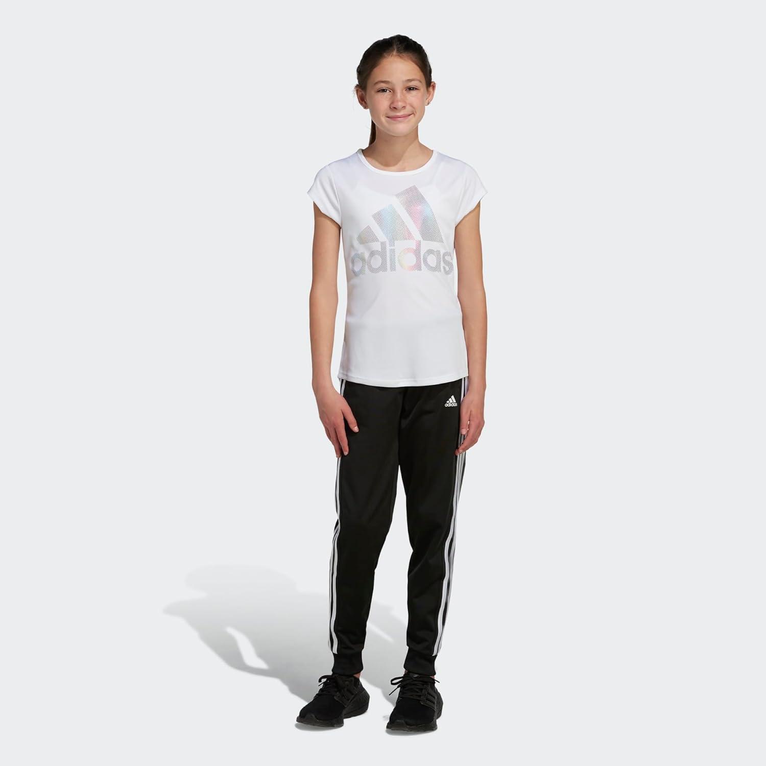 image:imageadidas Girls Short Sleeve Scoop Neck Tee TShirtWhite