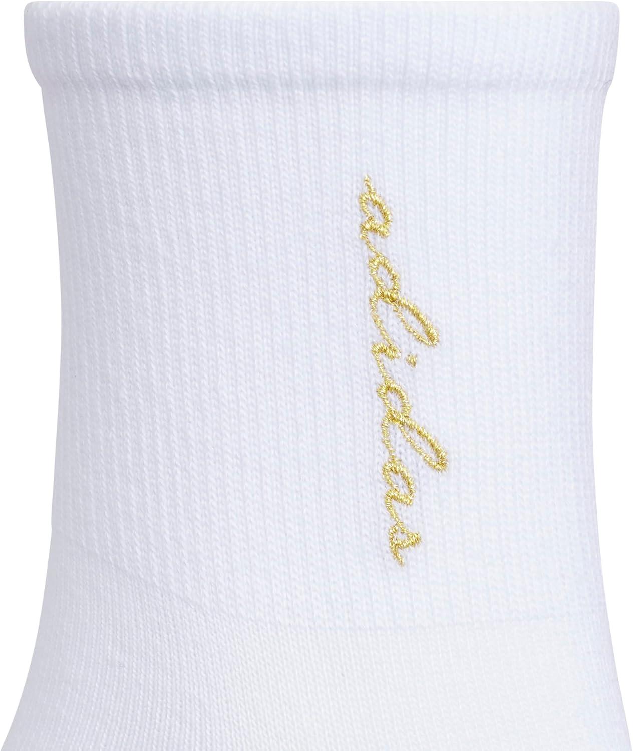 image:imageadidas womens Luxe High Quarter Sock 3 Pairs Script LogoWhiteGold MetallicSilver Metallic