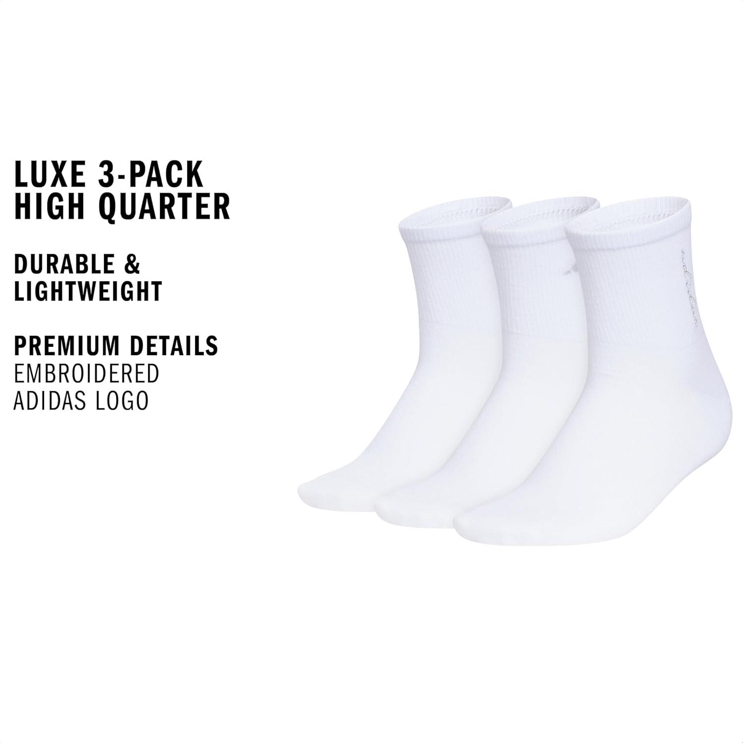 image:imageadidas womens Luxe High Quarter Sock 3 Pairs Script LogoWhiteGold MetallicSilver Metallic