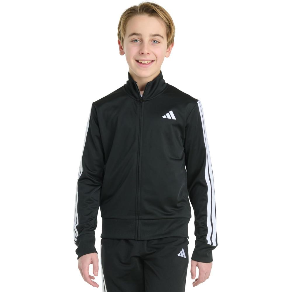 image:imageadidas Big Kid 3Stripe Zip Front Iconic Tricot JacketBlack