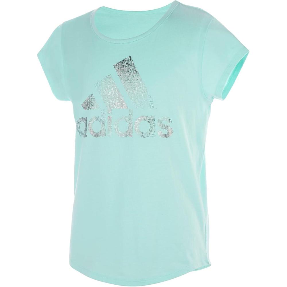 image:imageadidas Girls Short Sleeve Scoop Neck Tee TShirtClear Mint