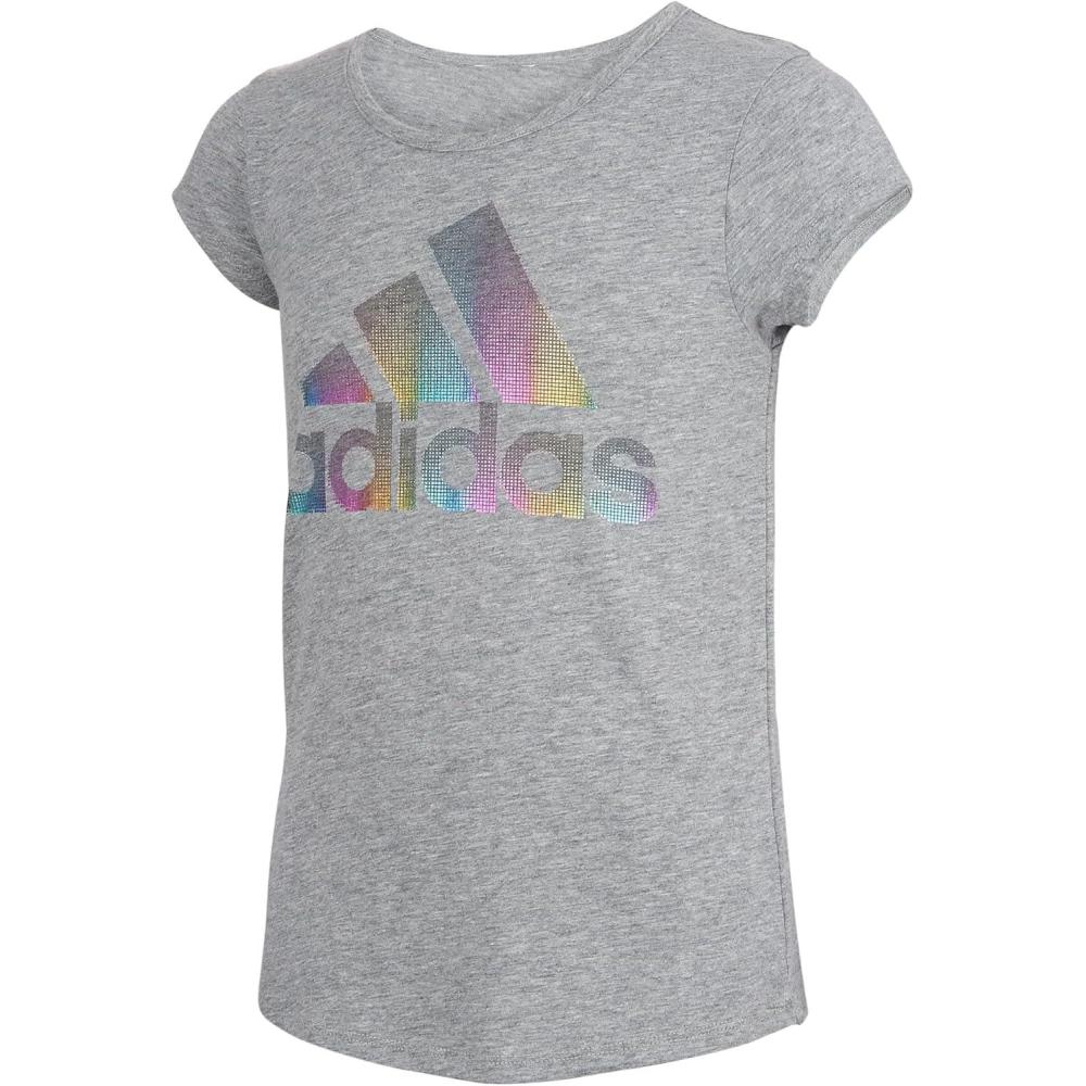 image:imageadidas Girls Short Sleeve Scoop Neck Tee TShirtMedium Grey Heather