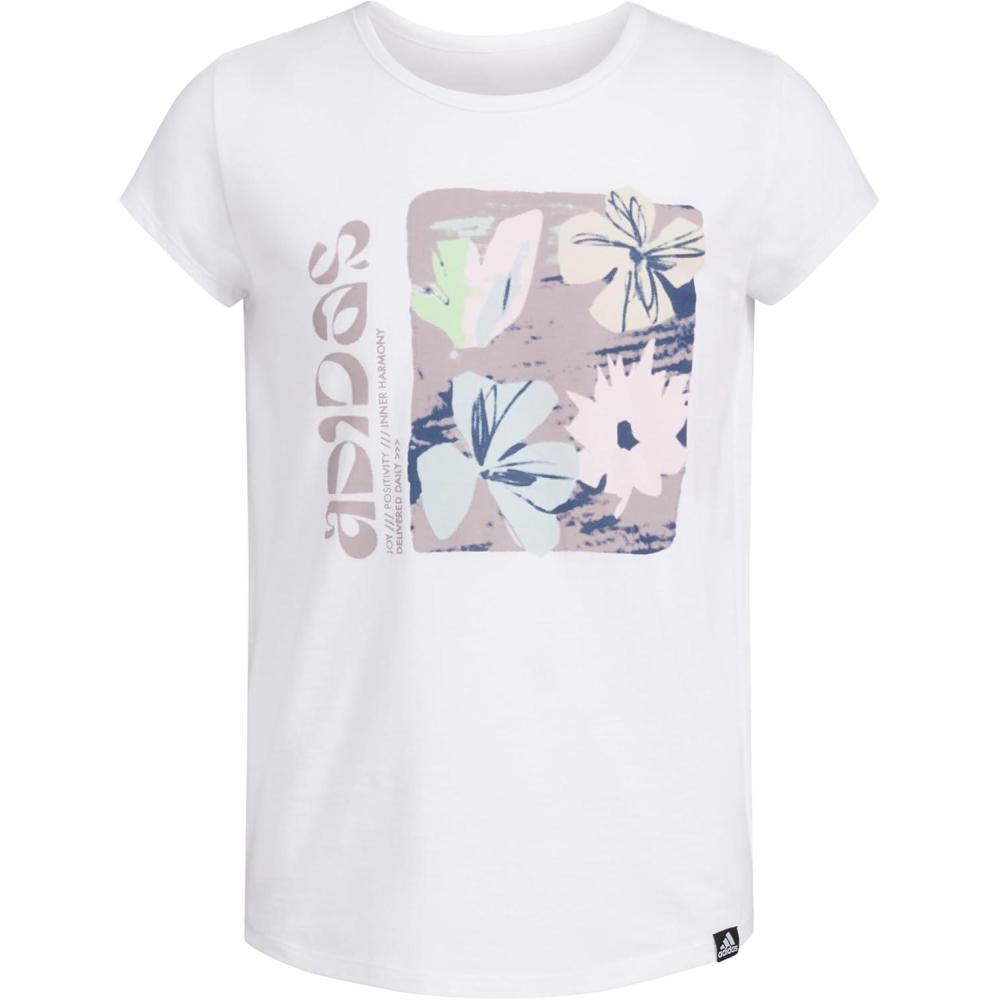 image:imageadidas Girls Short Sleeve Scoop Neck Tee TShirtWhite Floral